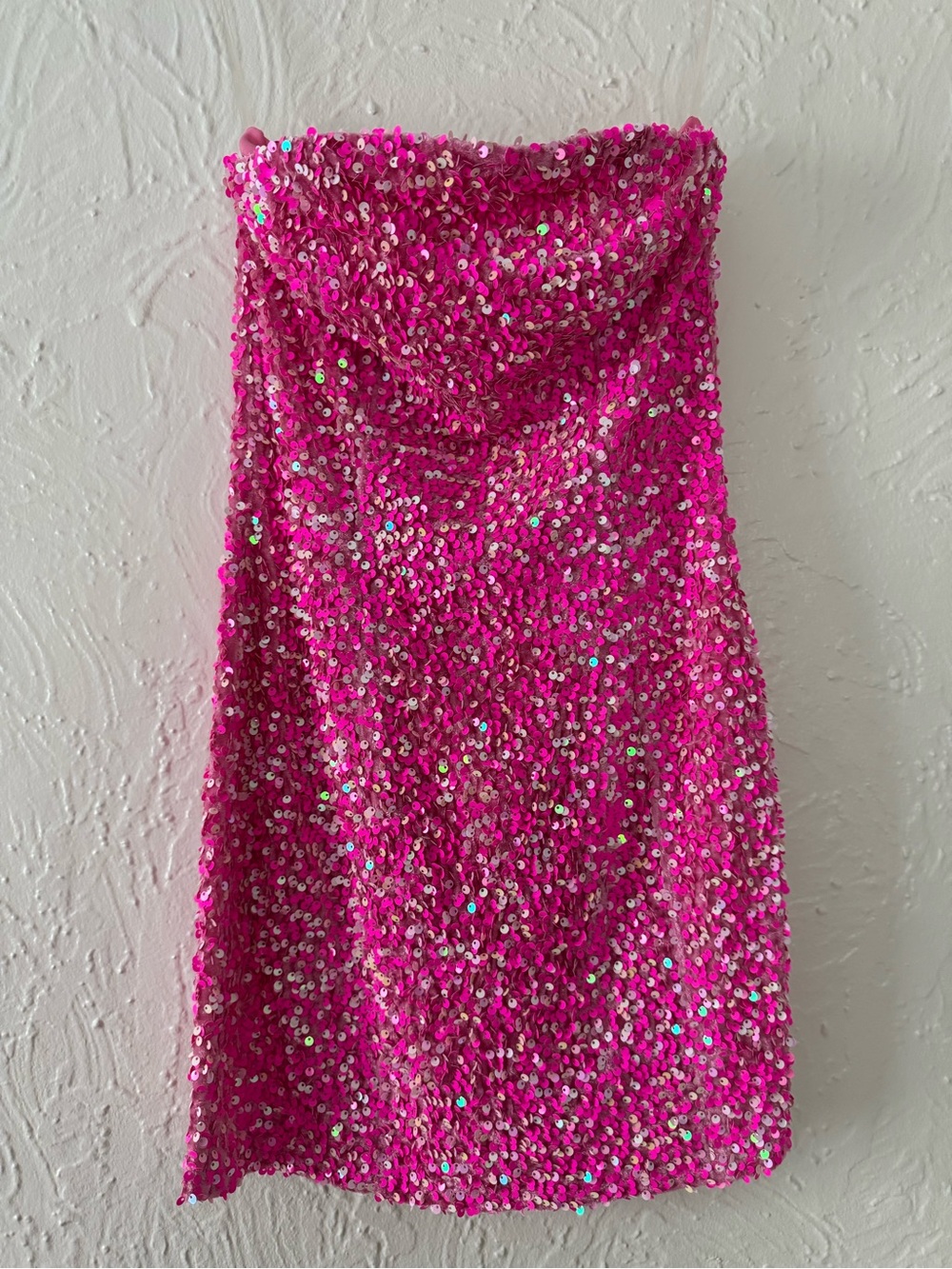 Nasty Gal Pink Sequin Strapless Mini Dress